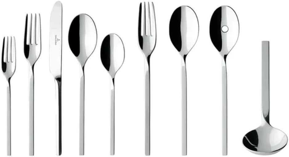 Villeroy & Boch New Wave 64 Piece Flatware. Sleek. Modern Design. 18/10 Stainless Steel. Service for 12