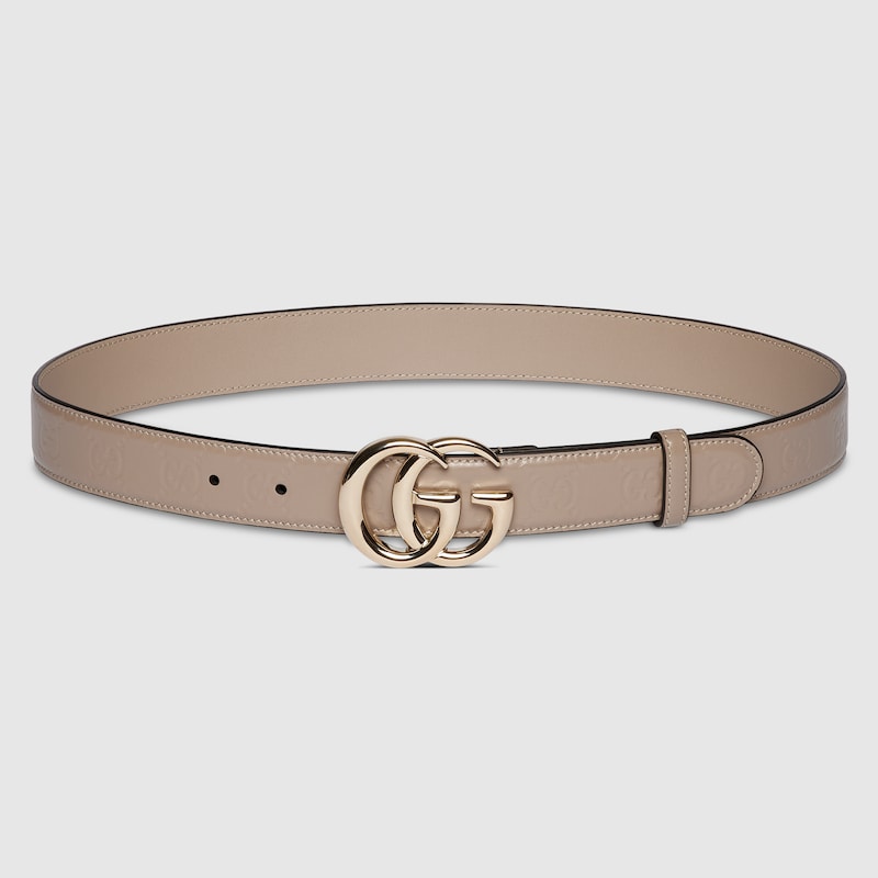 GG Marmont thin belt Taupe GG leather