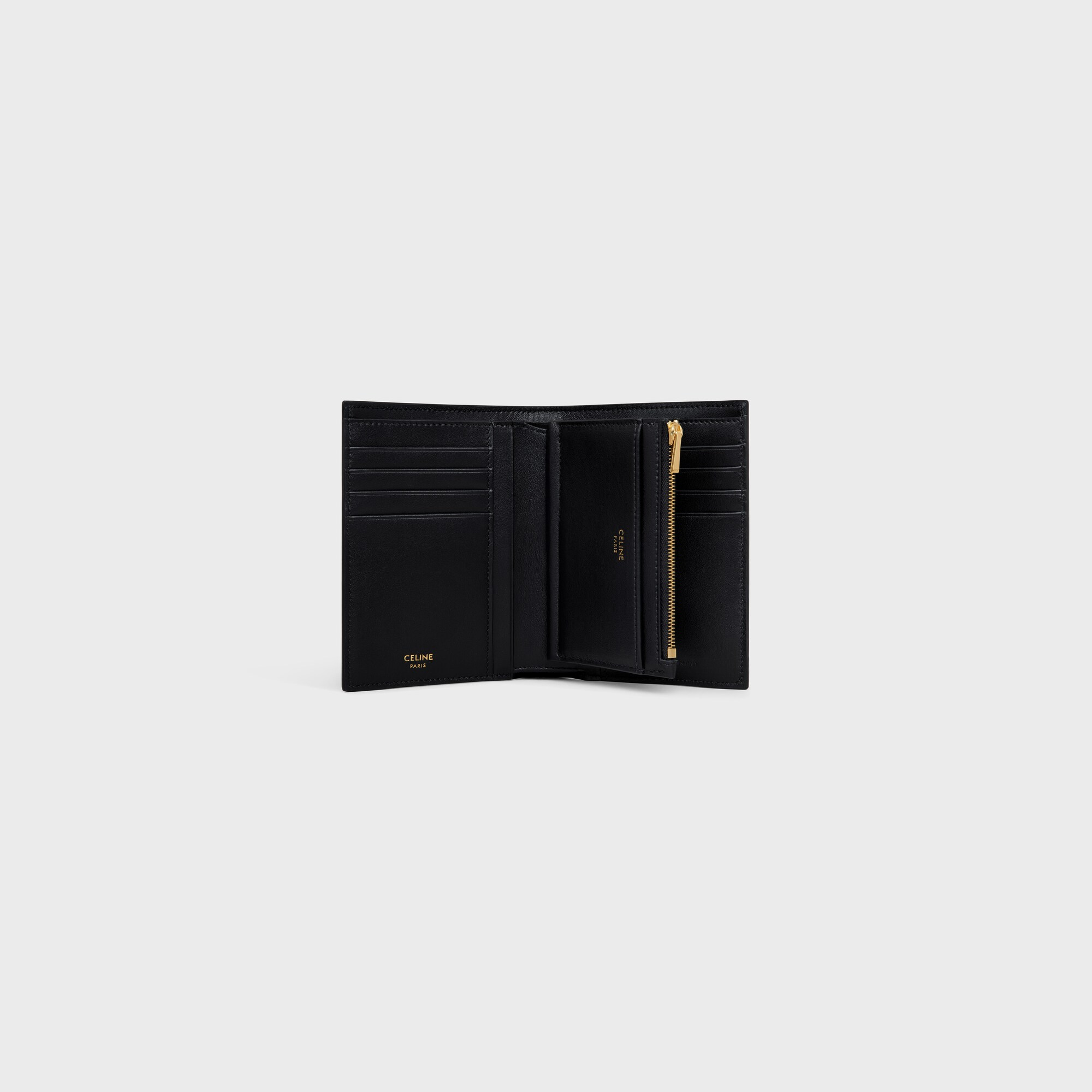 WALLET WITH COIN PURSE 16 IN SATINATED CALFSKIN BLACK