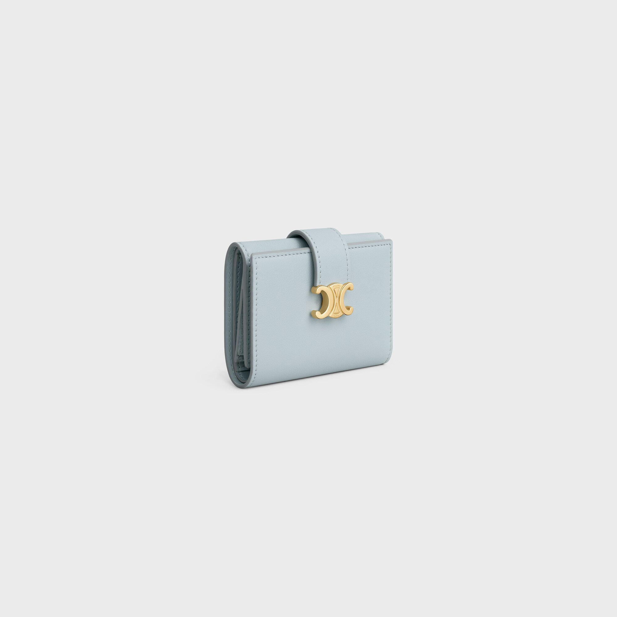 FINE STRAP WALLET NINO IN SUPPLE GRAINED CALFSKIN ICE BLUE