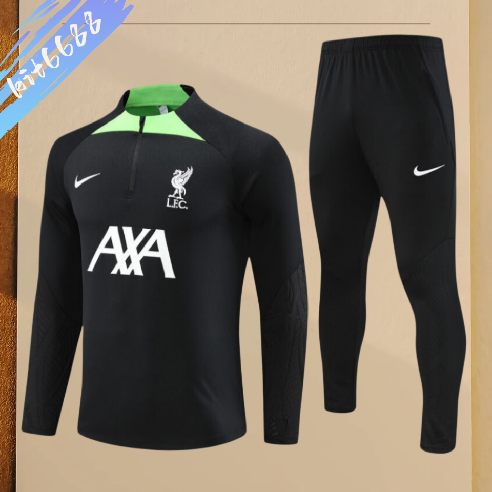 23/24 Liverpool black Half Zip Training Kit (Adult Kids Kit)