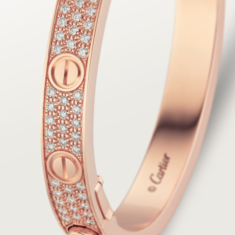 LOVE bracelet, classic model, paved 18K rose gold 6.7 mm