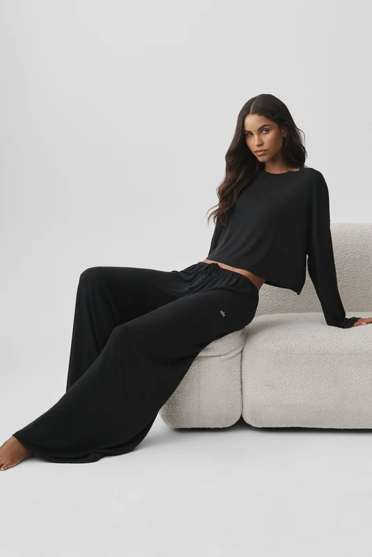 Semi Sheer High-Waist Oasis Wide Leg Pant (Long)