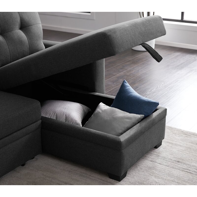 Anyan 83′′ Wide Linen Reversible Sleeper Sofa & Chaise