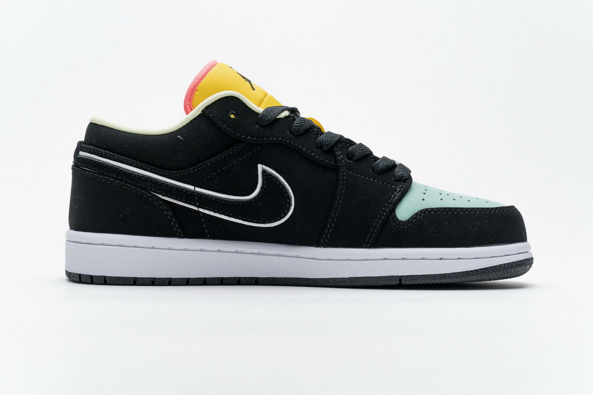 Air Jordan 1 Low Black Aurora Green Laser Orange CK3022-013