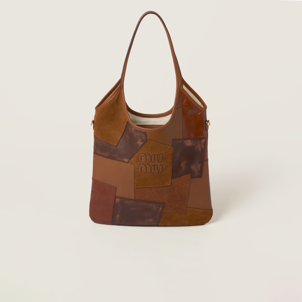 IVY leather patchwork bag Cognac
