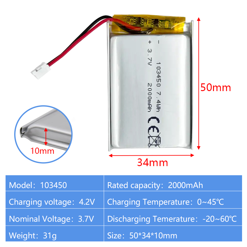 Pouch Lithium Ion Batteries 102540 103048 3.7v1100mAh 1500mAh