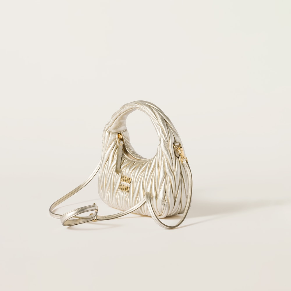 Wander matelassé nappa leather hobo bag Pyrite
