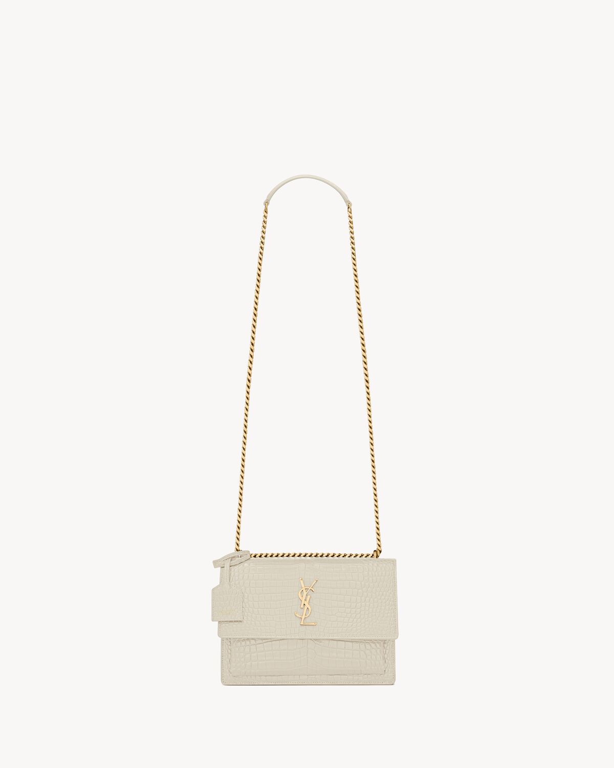 sunset medium in crocodile-embossed leather BLANC VINTAGE