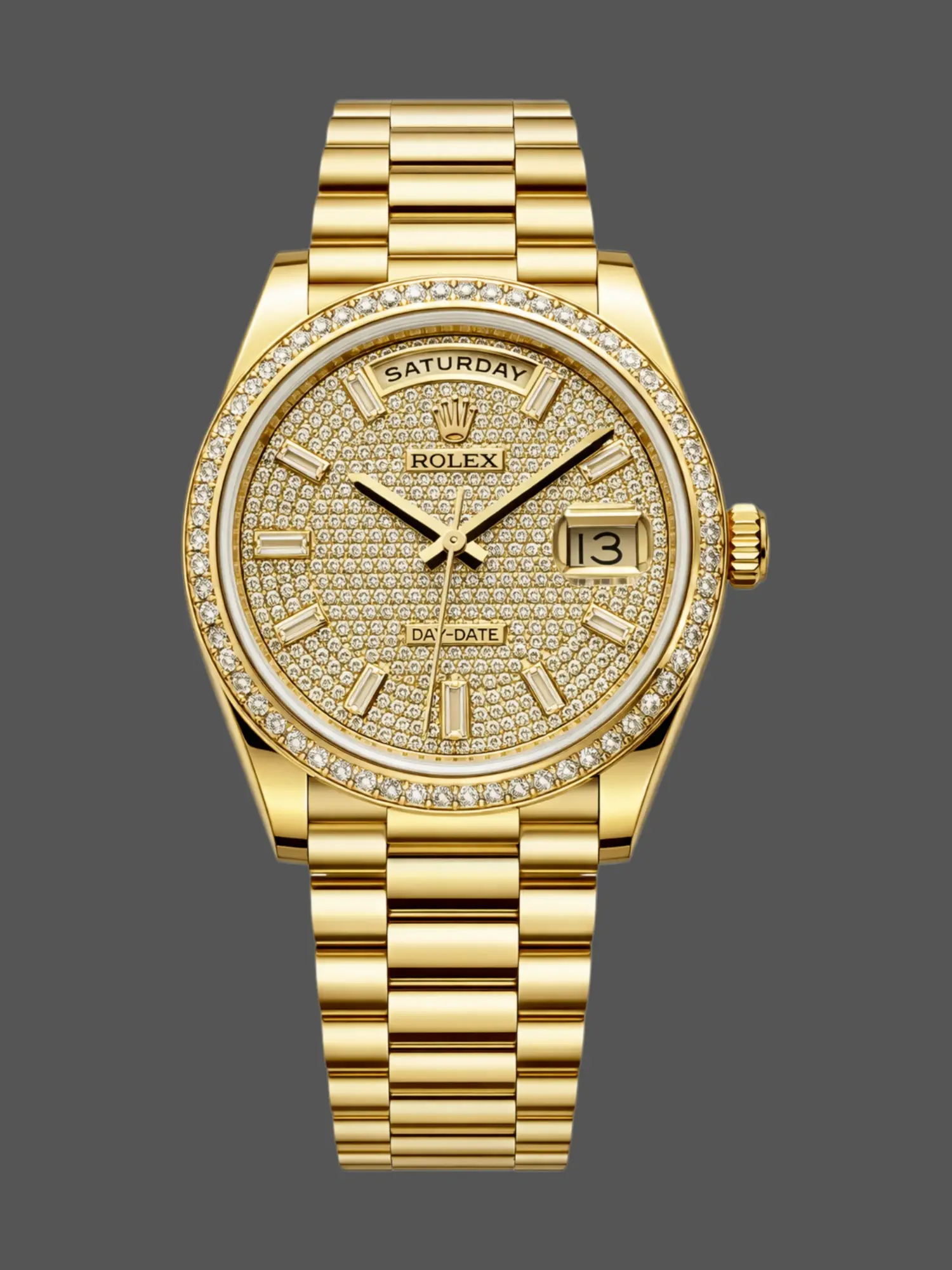 Replica Rolex Day-Date Diamond-Paved Dial 228398TBR-0036 40 Yellow Gold
