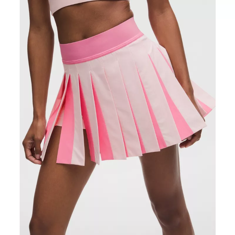 Peek-A-Boo Pleat Mid-Rise Tennis Skirt