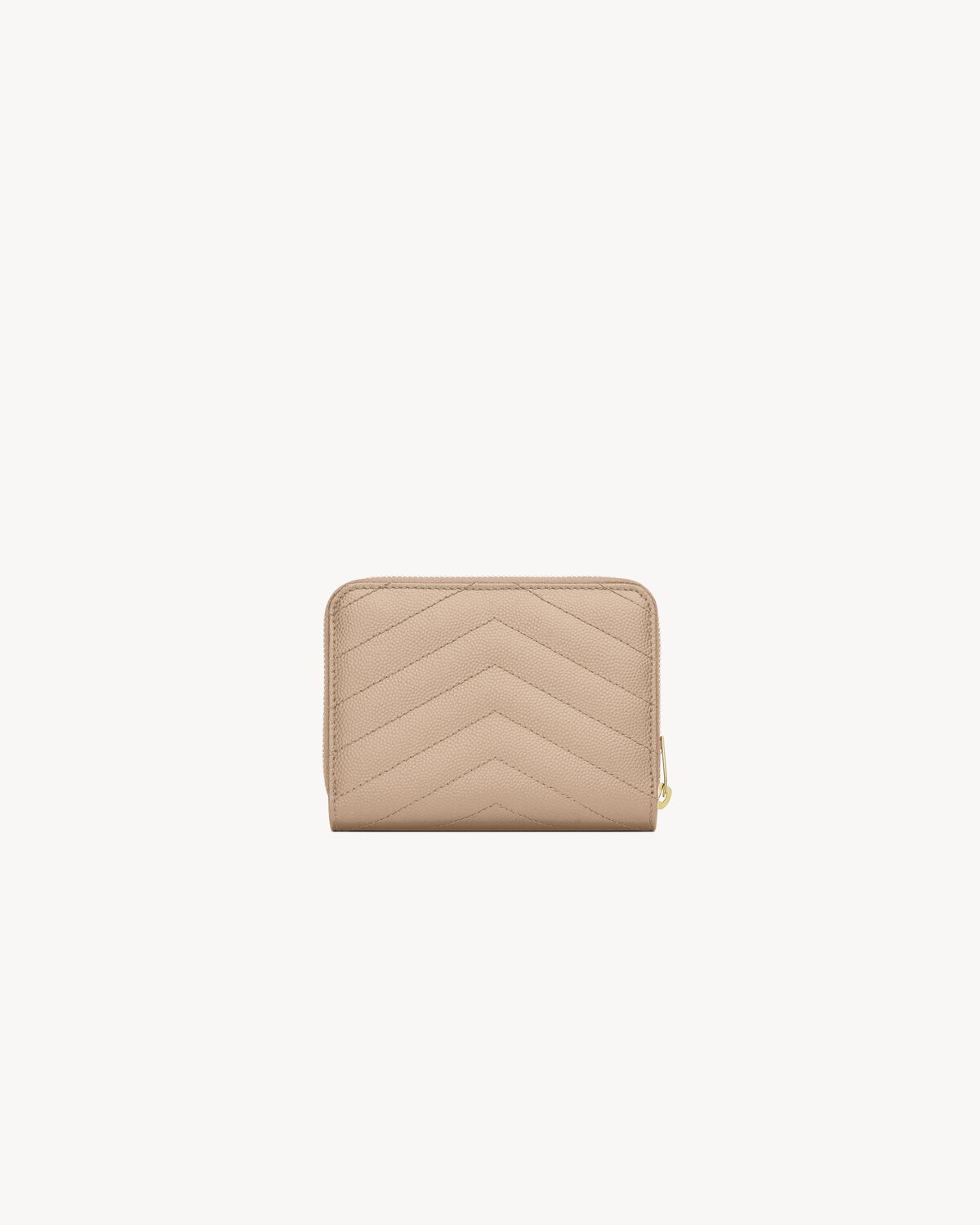 cassandre matelassé compact zip around wallet in grain de poudre leather DARK BEIGE