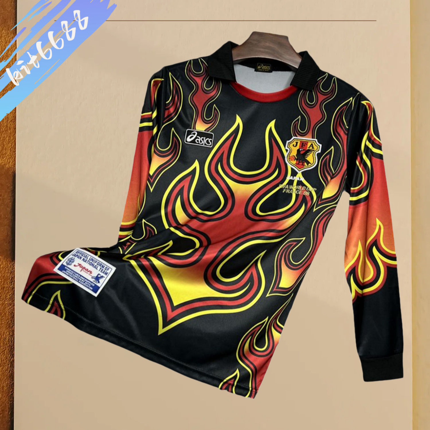 1998 Japan Goalkeeper Flame Retro Long Sleeve Football Shirt (Fan Edition)