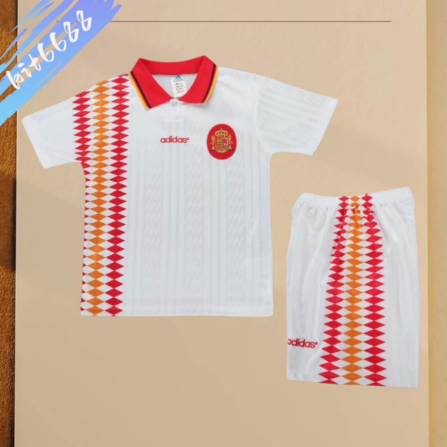 1994 Spain Away Retro Football Shirt  Kids Kit