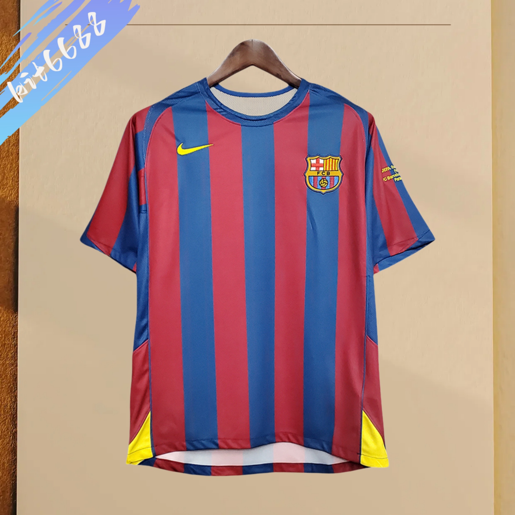 2006 Barcelona Home Retro Jersey Champions League Final