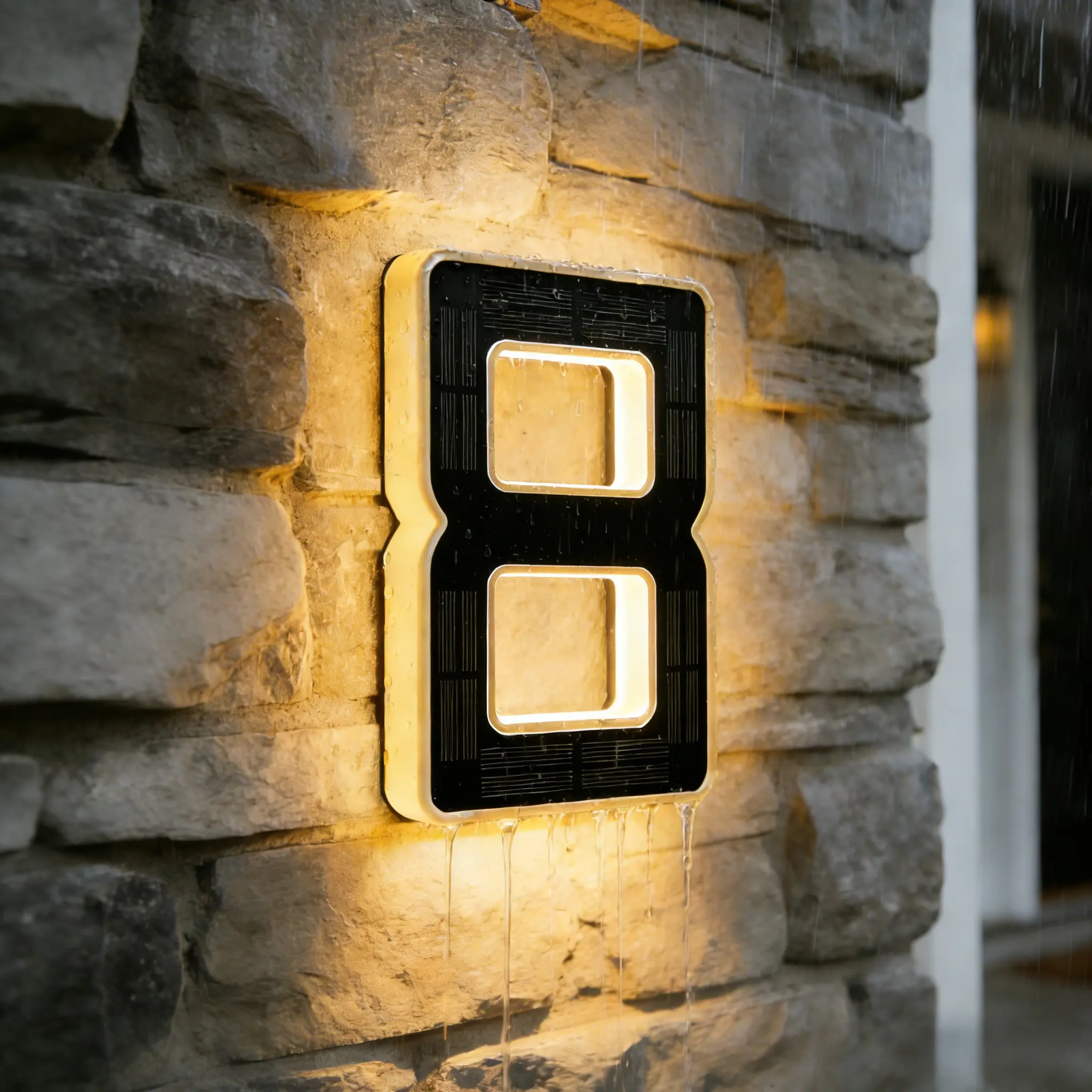 9 Inch Solar Lighted House Numbers for Outside, Light Up Waterproof LED Address Numbers Signs for Houses, Large Personalized Illuminated Exterior Modern House Numbers Light