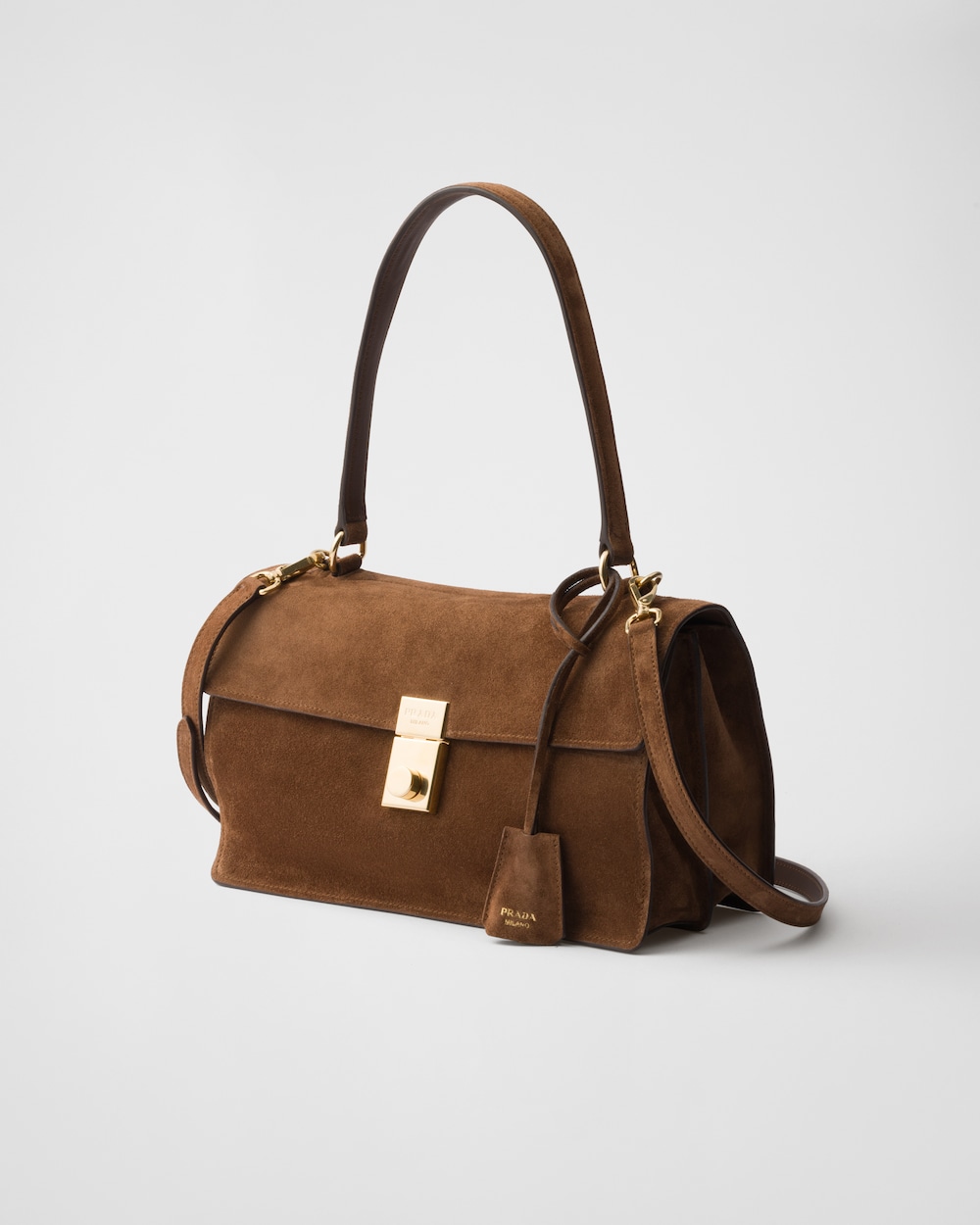 Prada Soft Sound medium suede shoulder bag Cocoa Brown