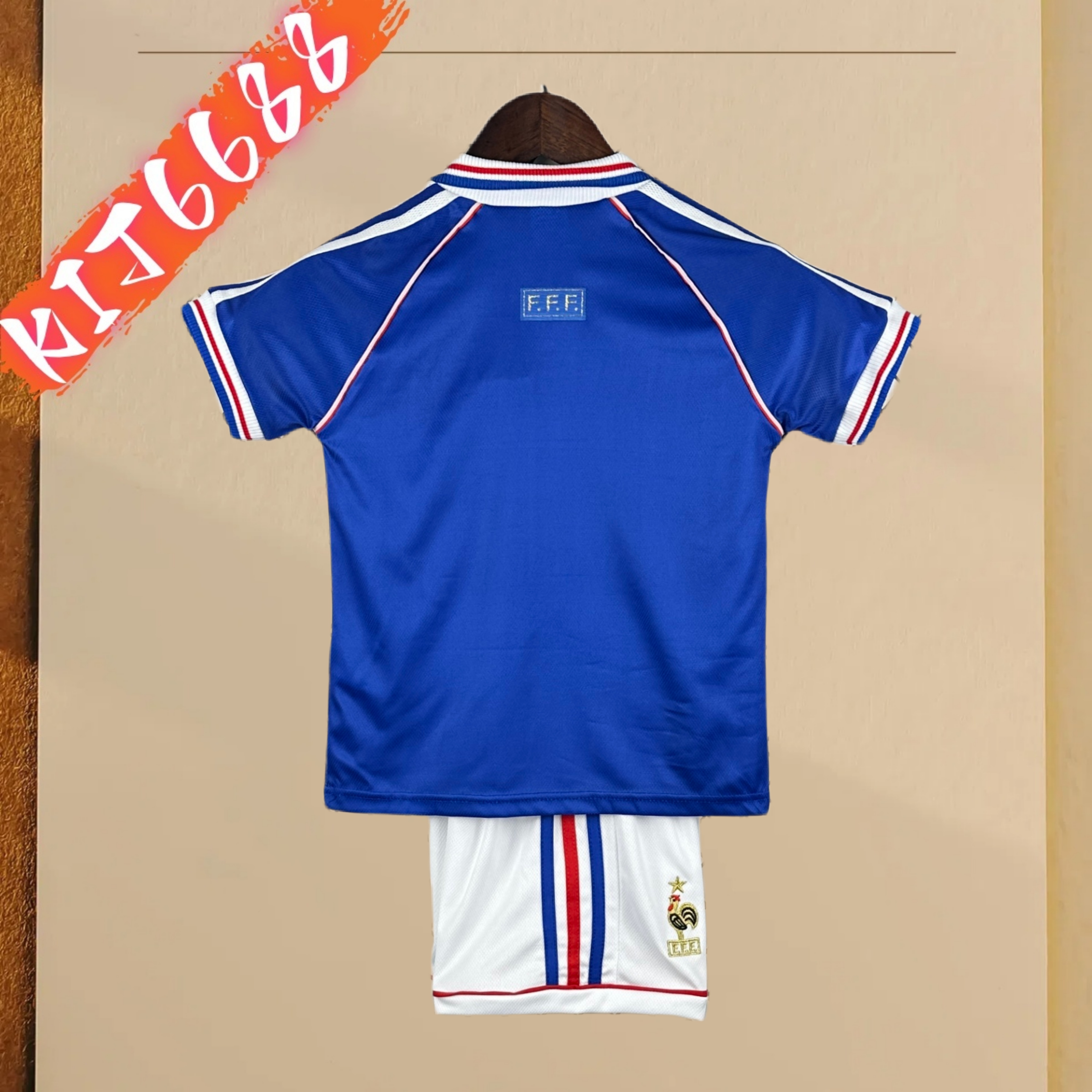 1998 France home Retro Football Shirt  Kids Kit