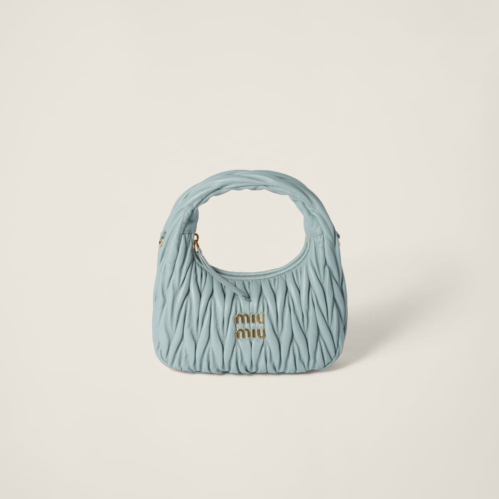 Wander matelassé nappa leather hobo bag Powder Blue