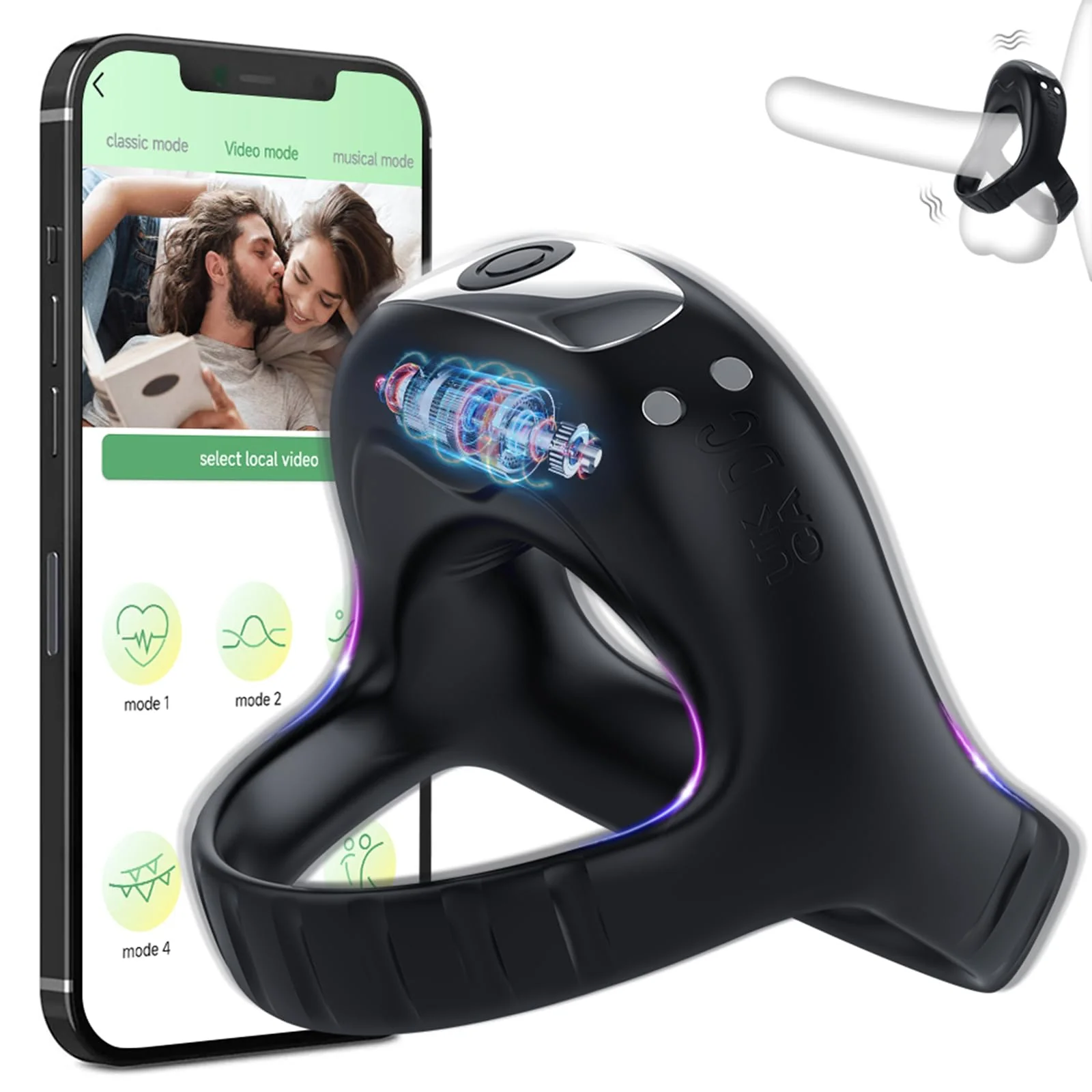Mlovexy - Vibrating Cock Ring with APP, Triangular Penis Ring with 10 Vibration Modes