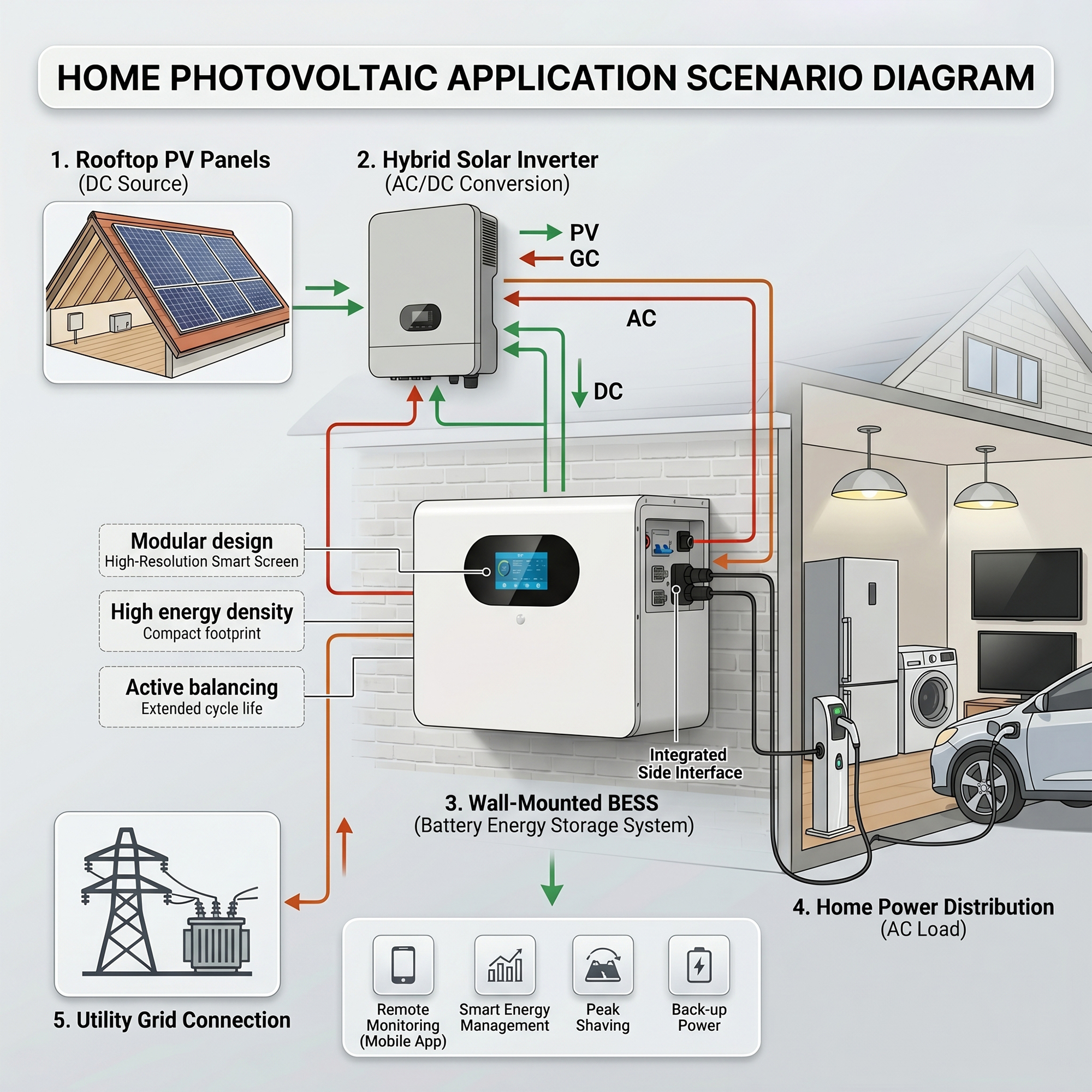 25.6V 200Ah 1P8S 5.12KWH Wall-mounted Battery