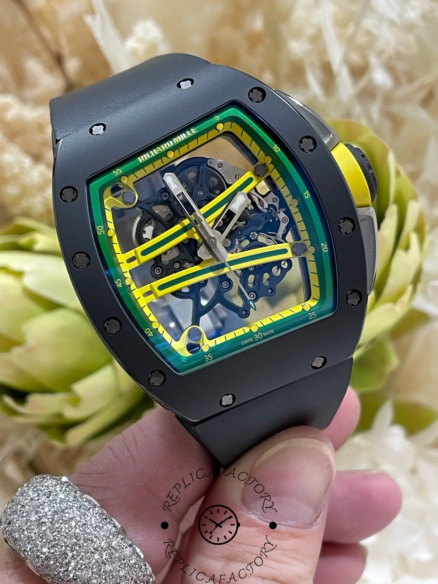 1:1 Clone Richard Mille RM 061 01 Carbon Skeletonized
