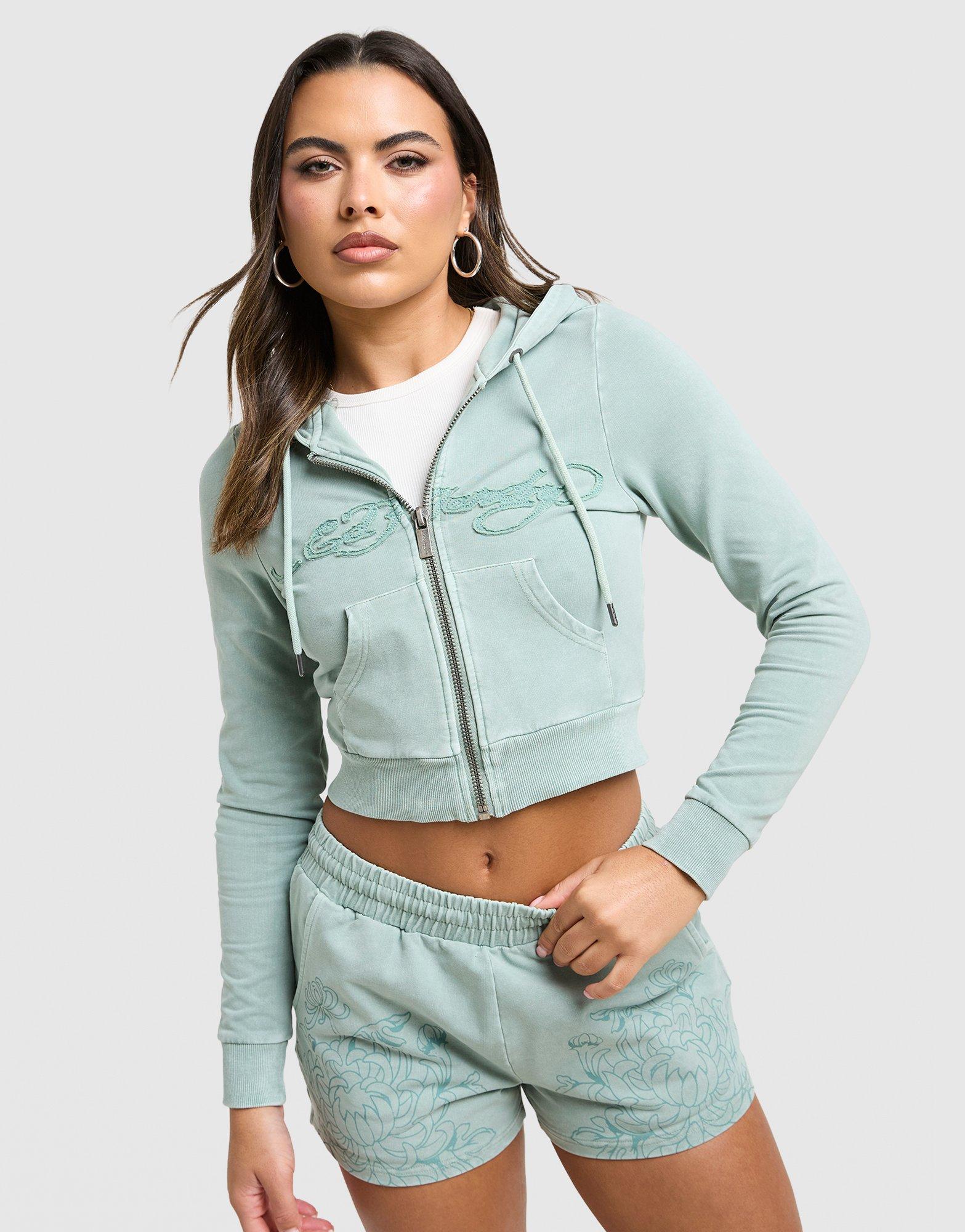 Ed Hardy Tattoo Full Zip Crop Hoodie
