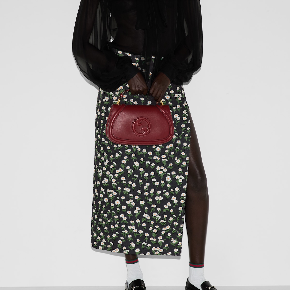 Gucci Blondie medium top handle bag red smooth leather