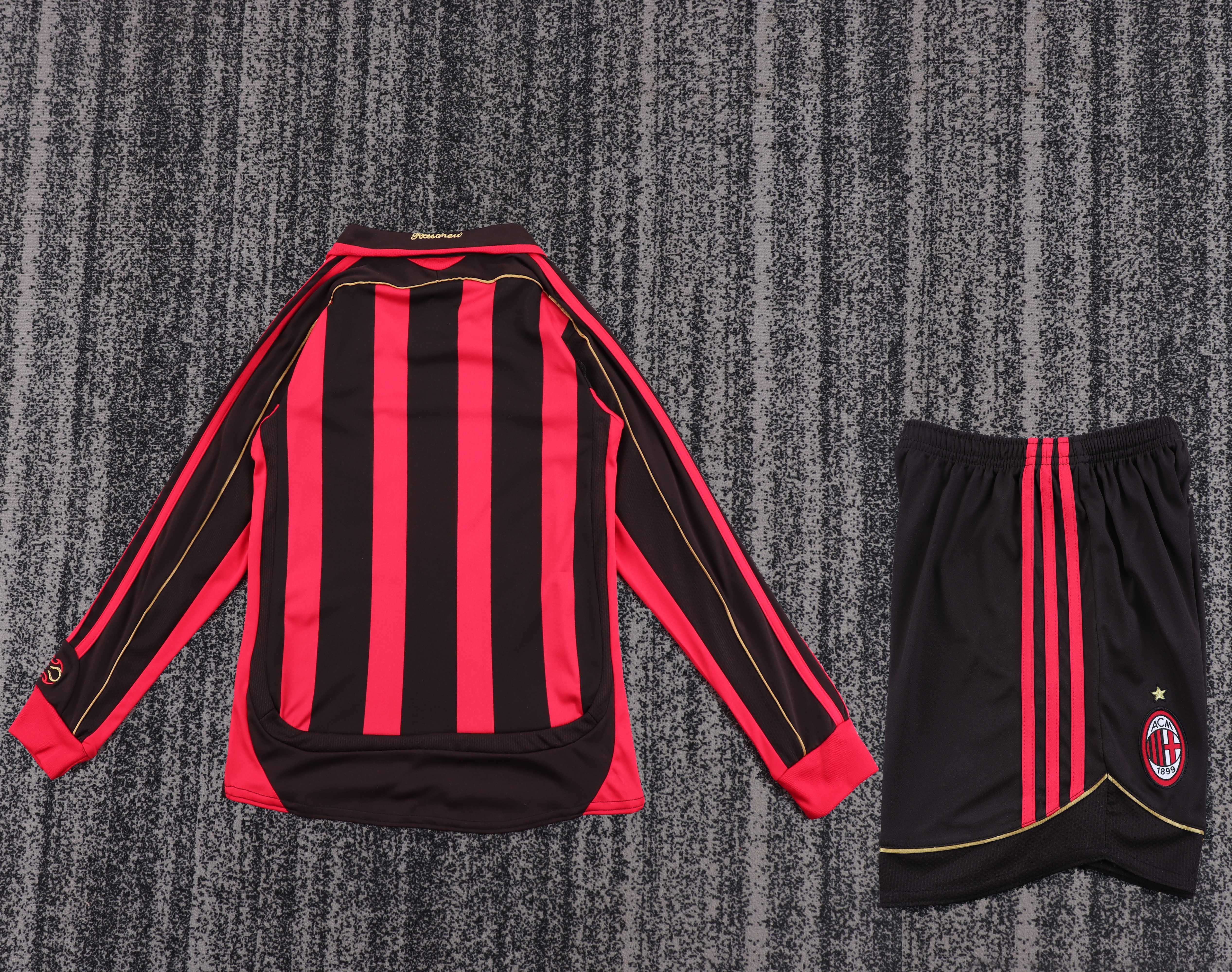 2006/2007 AC Milan home long sleeves Retro Football Jersey (Kids Kit)