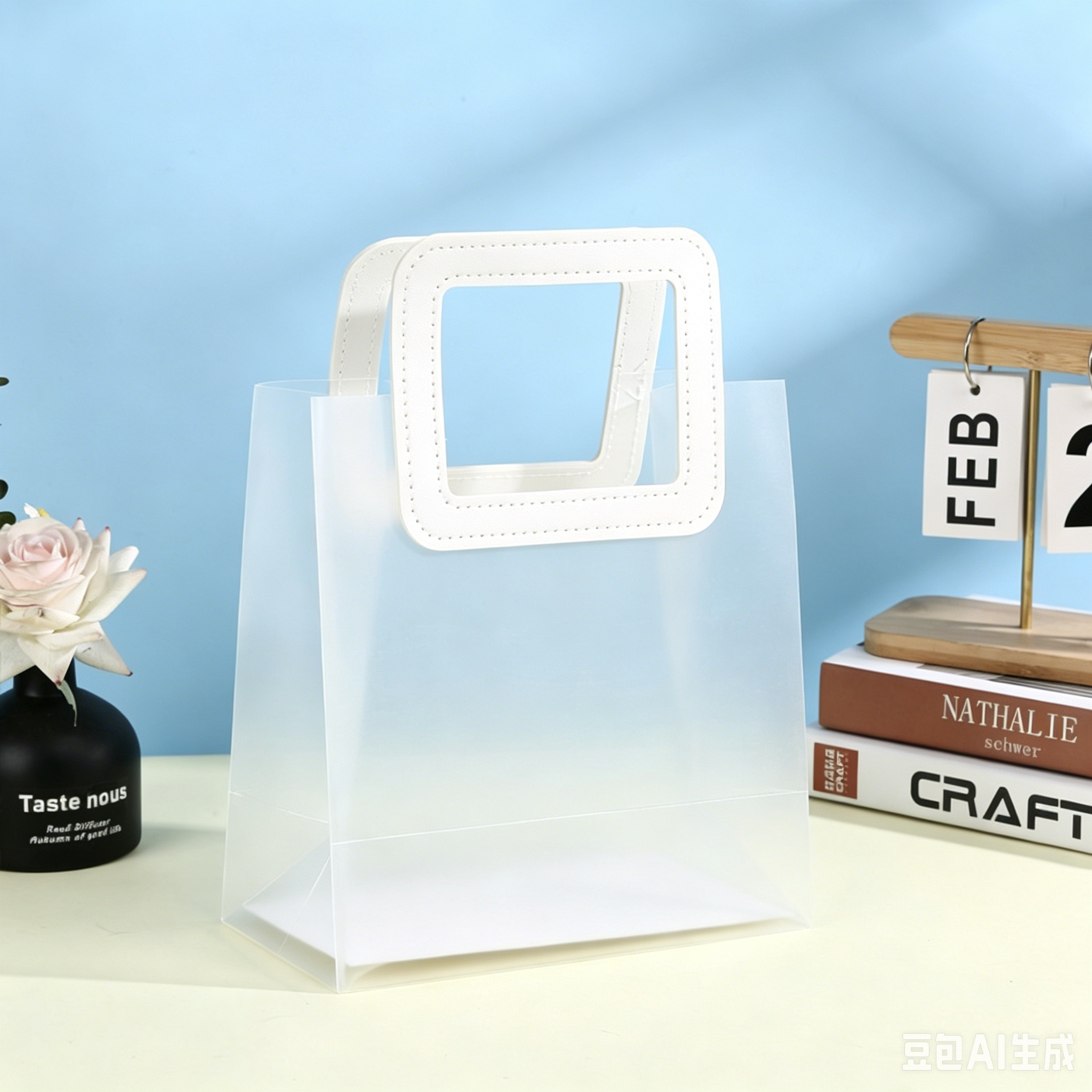 PP Frosted Transparent Handheld Gift Bag, Plastic Festival Souvenir Bag, Wedding Candy & Flower Tote Bag, Custom Logo Packaging Bag, In Stock Wholesale