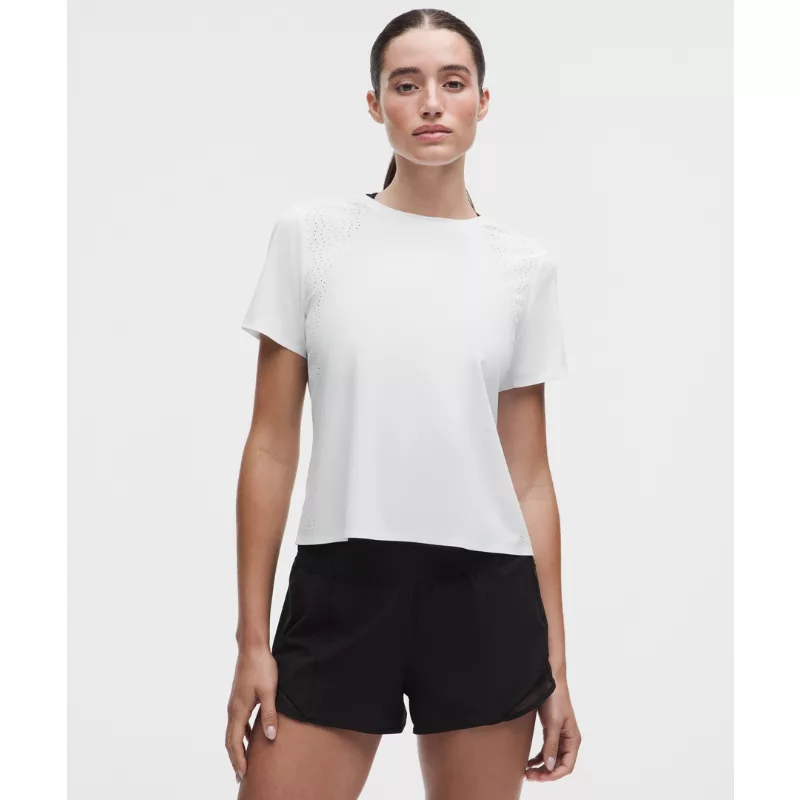 Sleek Perforated Running Short-Sleeve Shirt