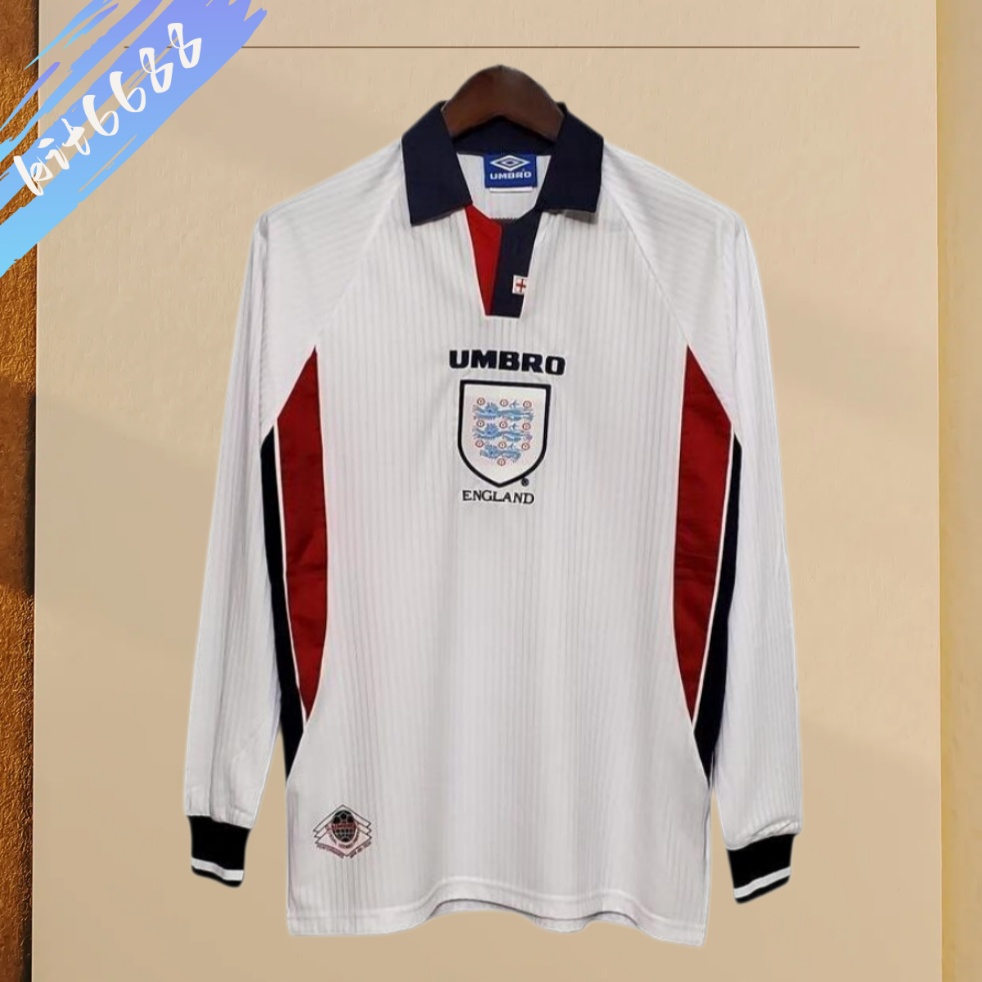 1998 England home  long sleeves Retro Football Soccer jerseys