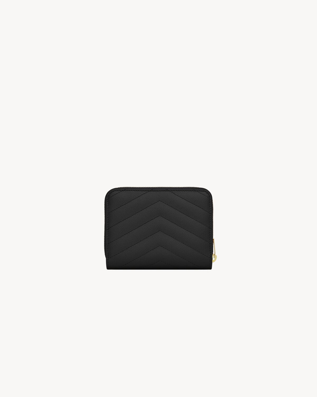 cassandre matelassé compact zip around wallet in grain de poudre leather BLACK