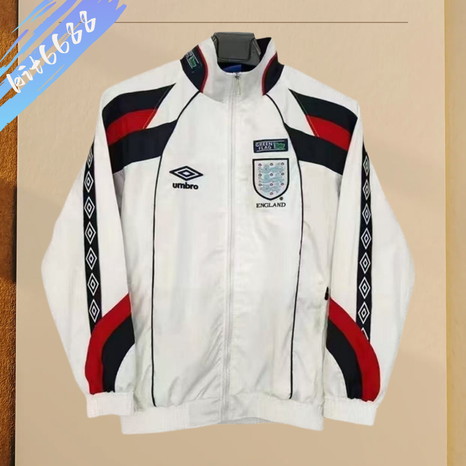1998 England retro windbreaker white