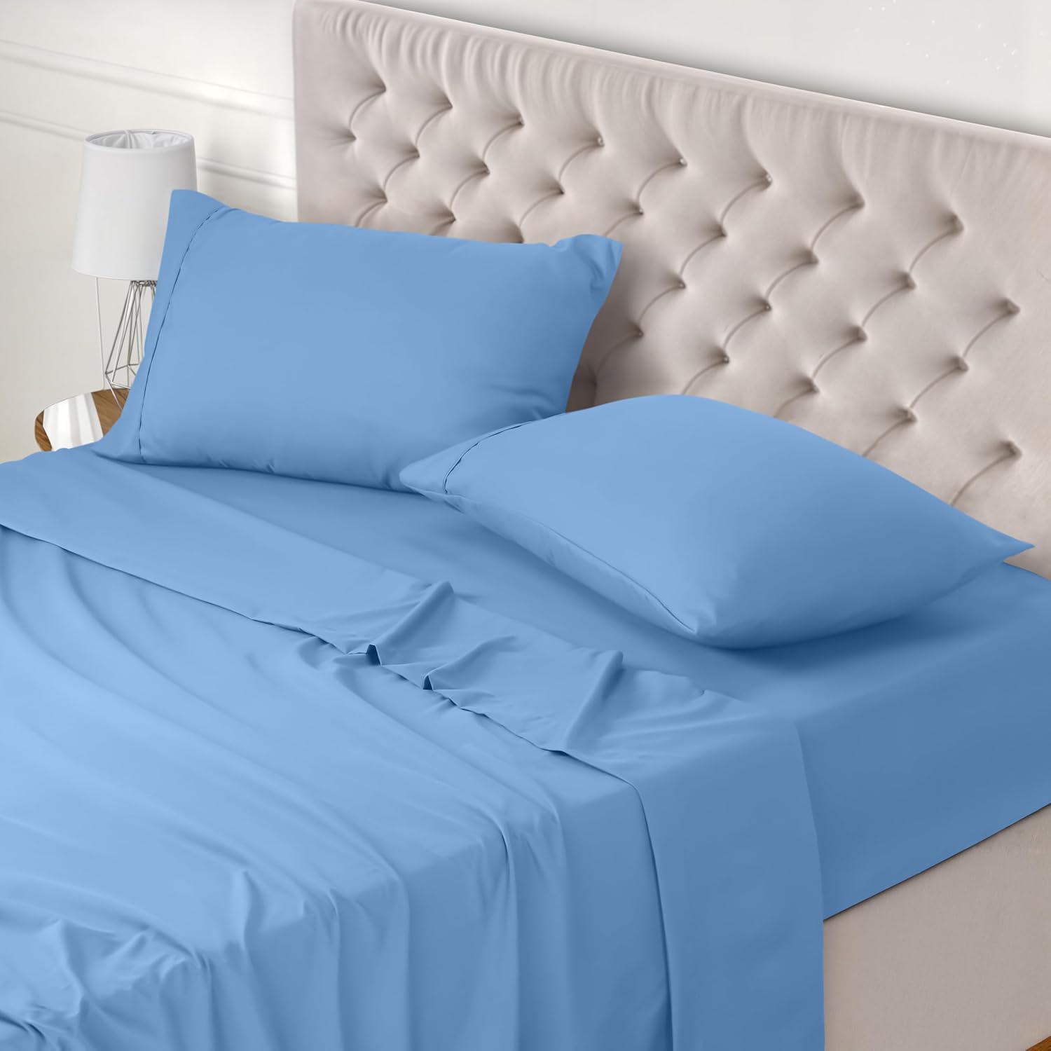Utopia Bedding Juego de Sabanas 4 Piezas 150x200 - Poliéster Microfibra Cepillada - Oeko-Tex Certificado - Sábana Bajera, Sábana Plana y 2 Fundas de Almohada 50x75 (Cama 150, Gris)