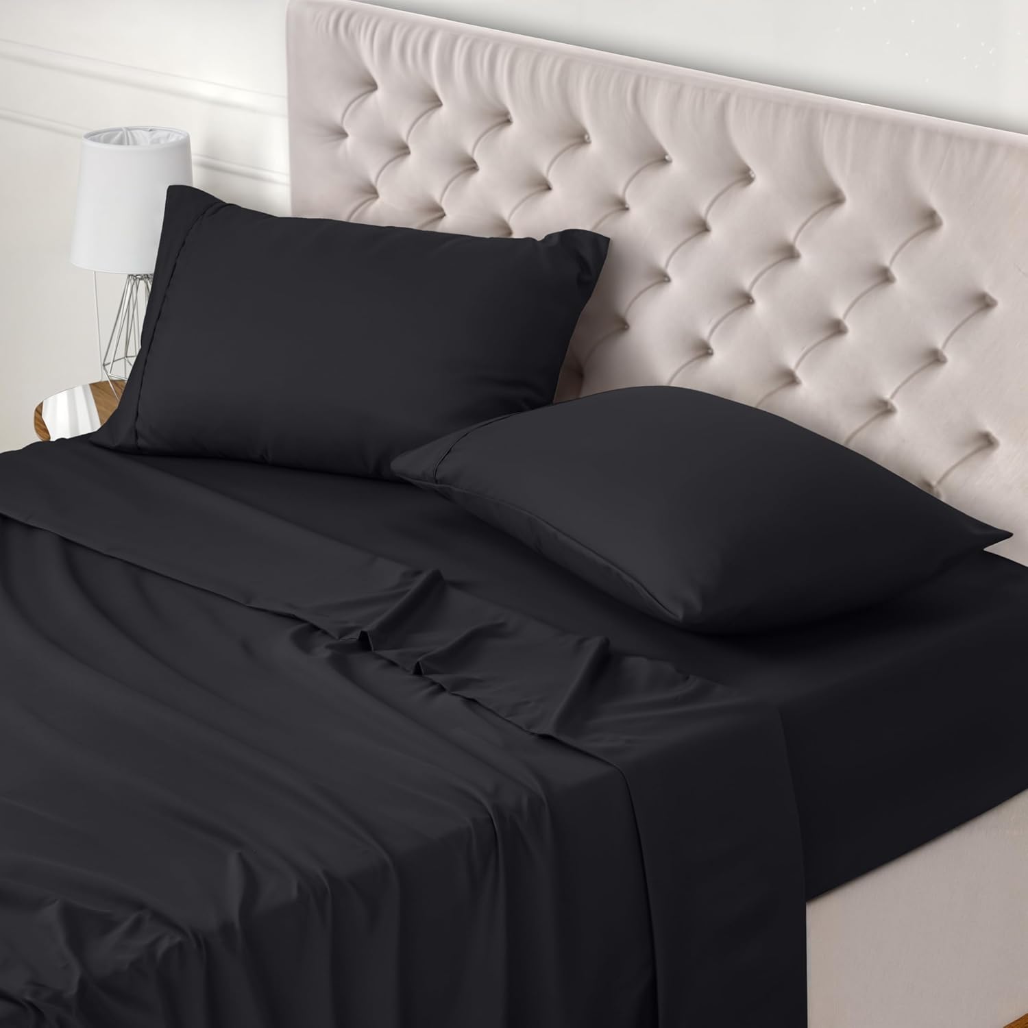 Utopia Bedding Juego de Sabanas 4 Piezas 150x200 - Poliéster Microfibra Cepillada - Oeko-Tex Certificado - Sábana Bajera, Sábana Plana y 2 Fundas de Almohada 50x75 (Cama 150, Gris)