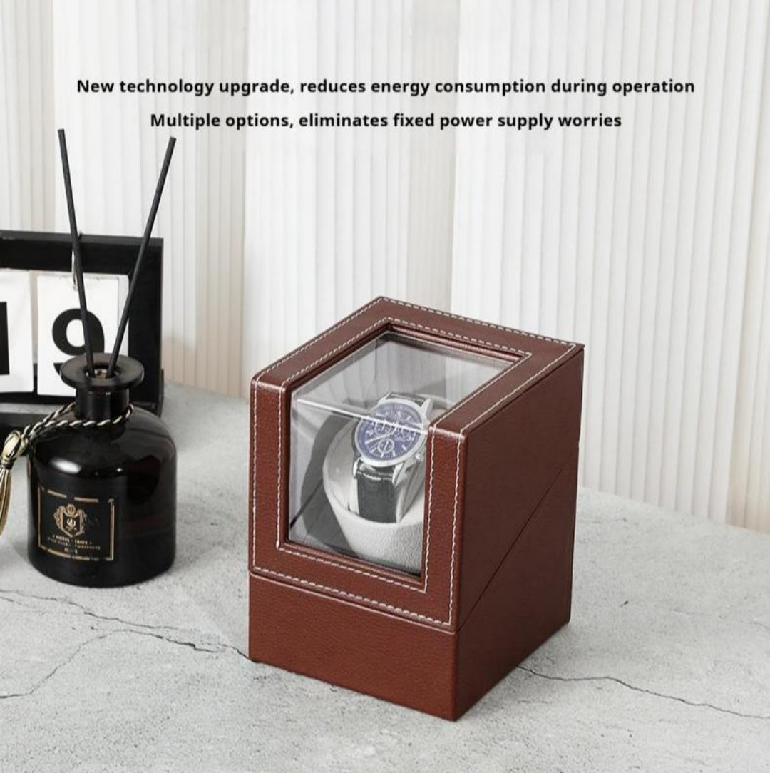 Watch Winder for Automatic Watches, Automatic Watch Winder Box with Quiet Japan-made Motor, Automatic Watch Display Storage Rotation Wristwatch Box with 1 Slots (Black PU Leather) custom logo