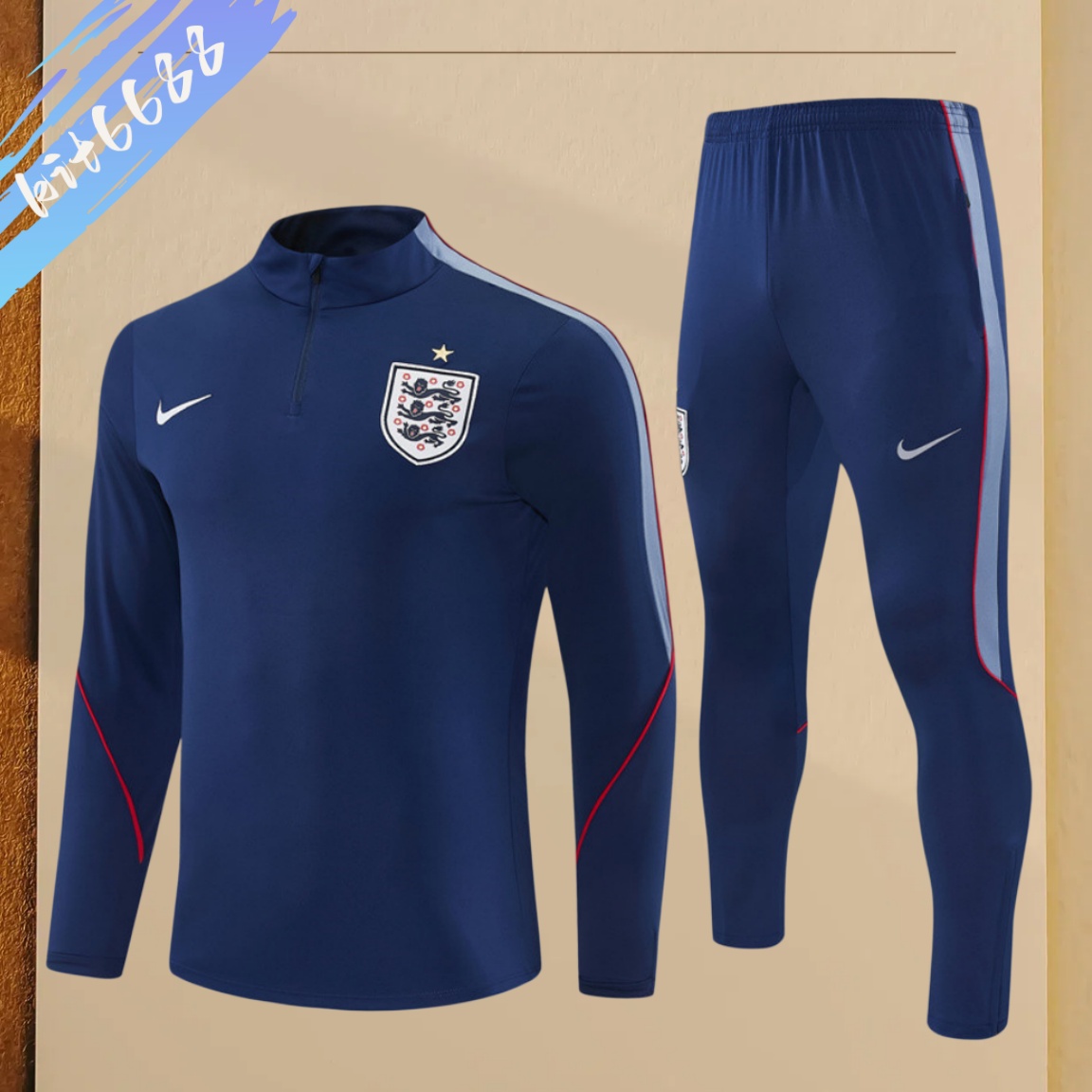 26/27 England grey Half Zip Training Kit (Adult Kids Kit)