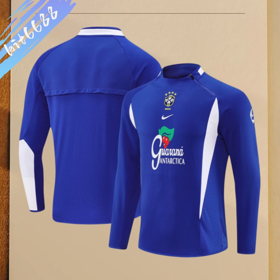 2002 Brazil Retro Adult Half Pull Training Uniform variegated blue