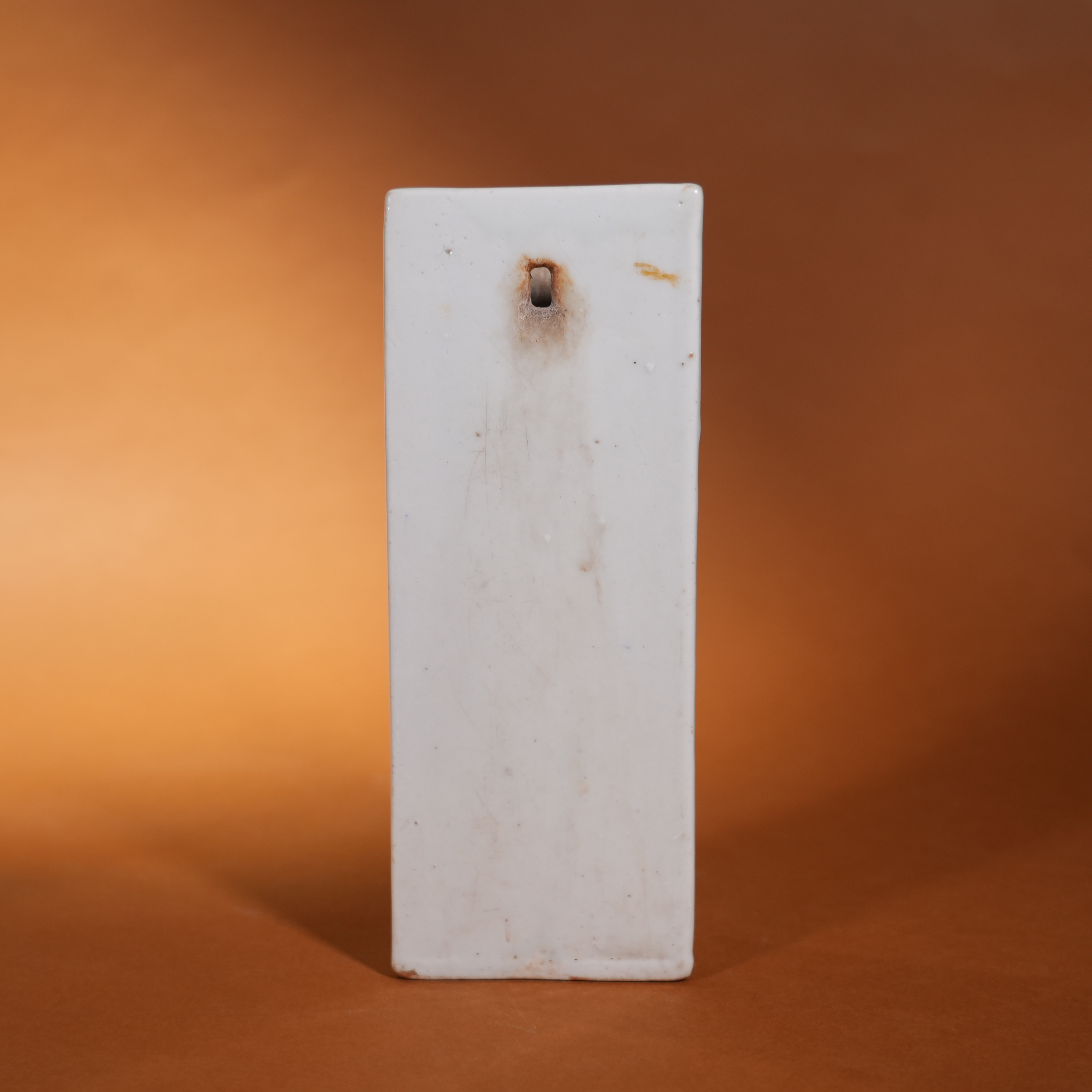 Ancient Chinese Blue and White Bamboo-Shaped Wall Vase with Floral Motifs