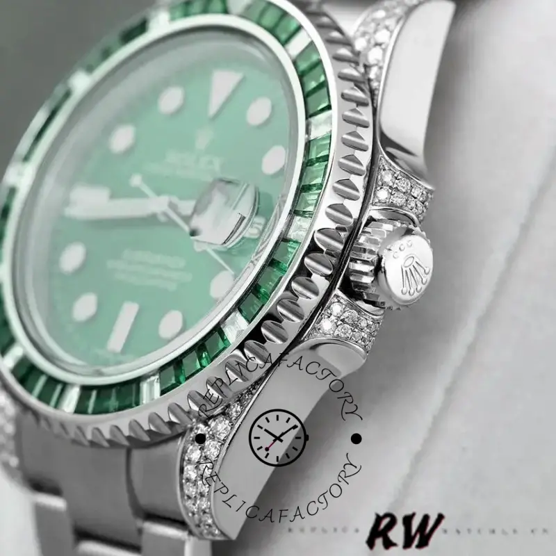 Rolex Submariner Date 116610LN Custom Diamond Stainless Steel Green Dial 40MM Mens Replica Watch