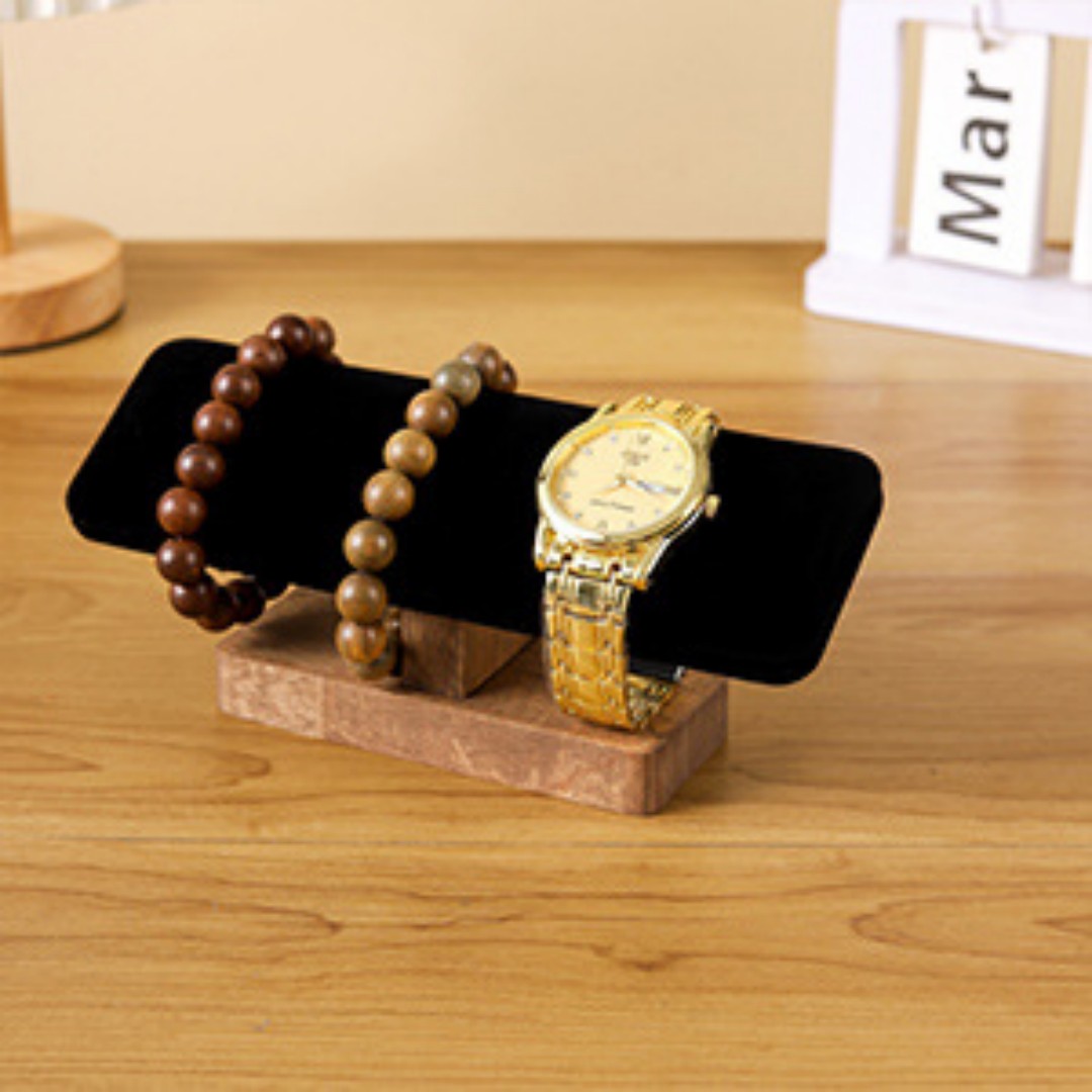 Solid Wood Single-Tier Watch Bracelet Display Stand Beaded Bracelet Storage Rack Bracelet Jewelry Display Stand Live Streaming Display Stand custom logo