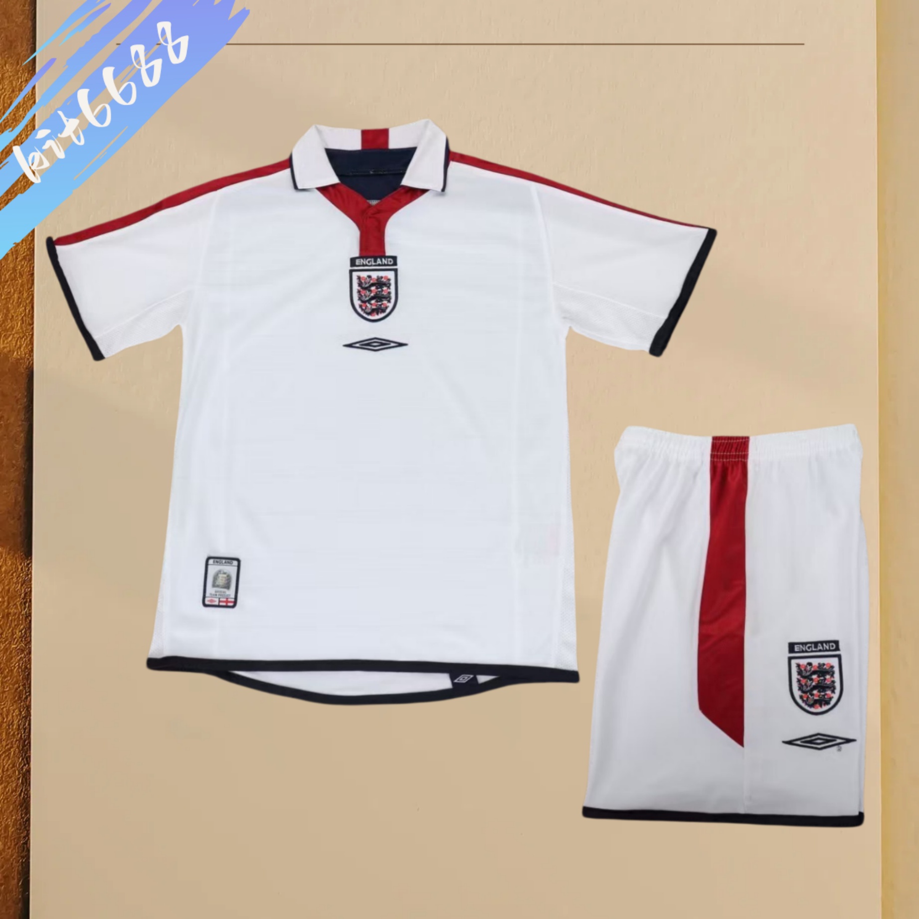 2002 England home  Retro Football Soccer jerseys Kids suit
