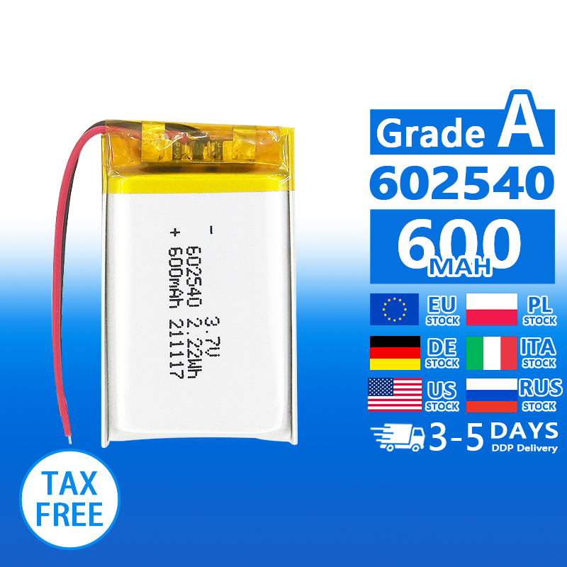 Pouch Lithium Ion Batteries 602540 603030 3.7v 600mAh 520mAh