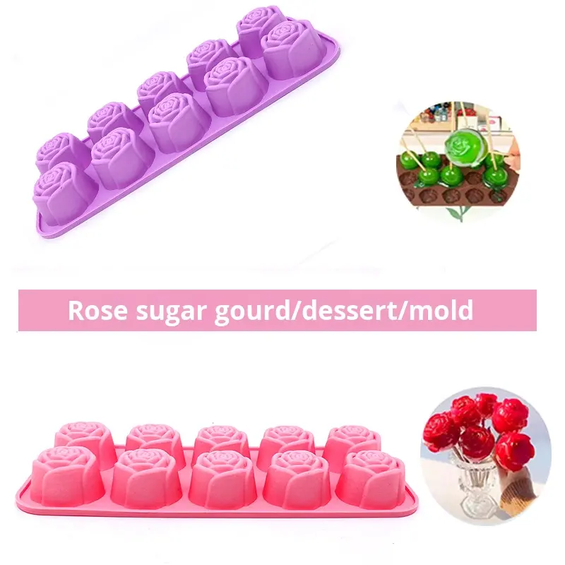 Rose Shaped Silicone Popsicle Mold, 10 Cavity