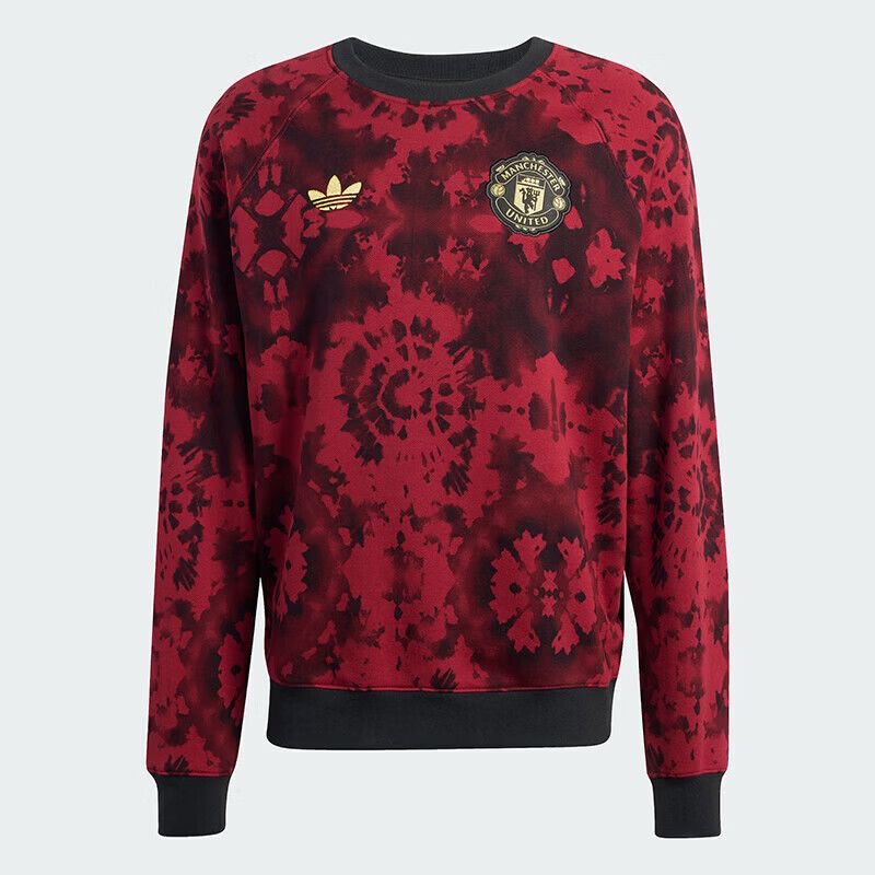 Adidas official Manchester United tie-dye series men's spring football casual cultural sweater
