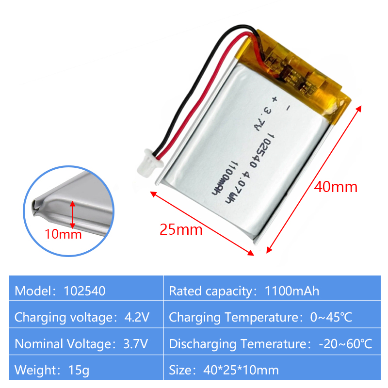 Pouch Lithium Ion Batteries 102540 103048 3.7v1100mAh 1500mAh