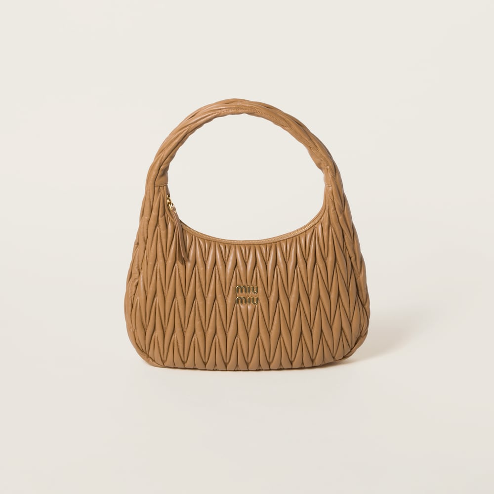 Wander matelassé nappa leather hobo bag Caramel