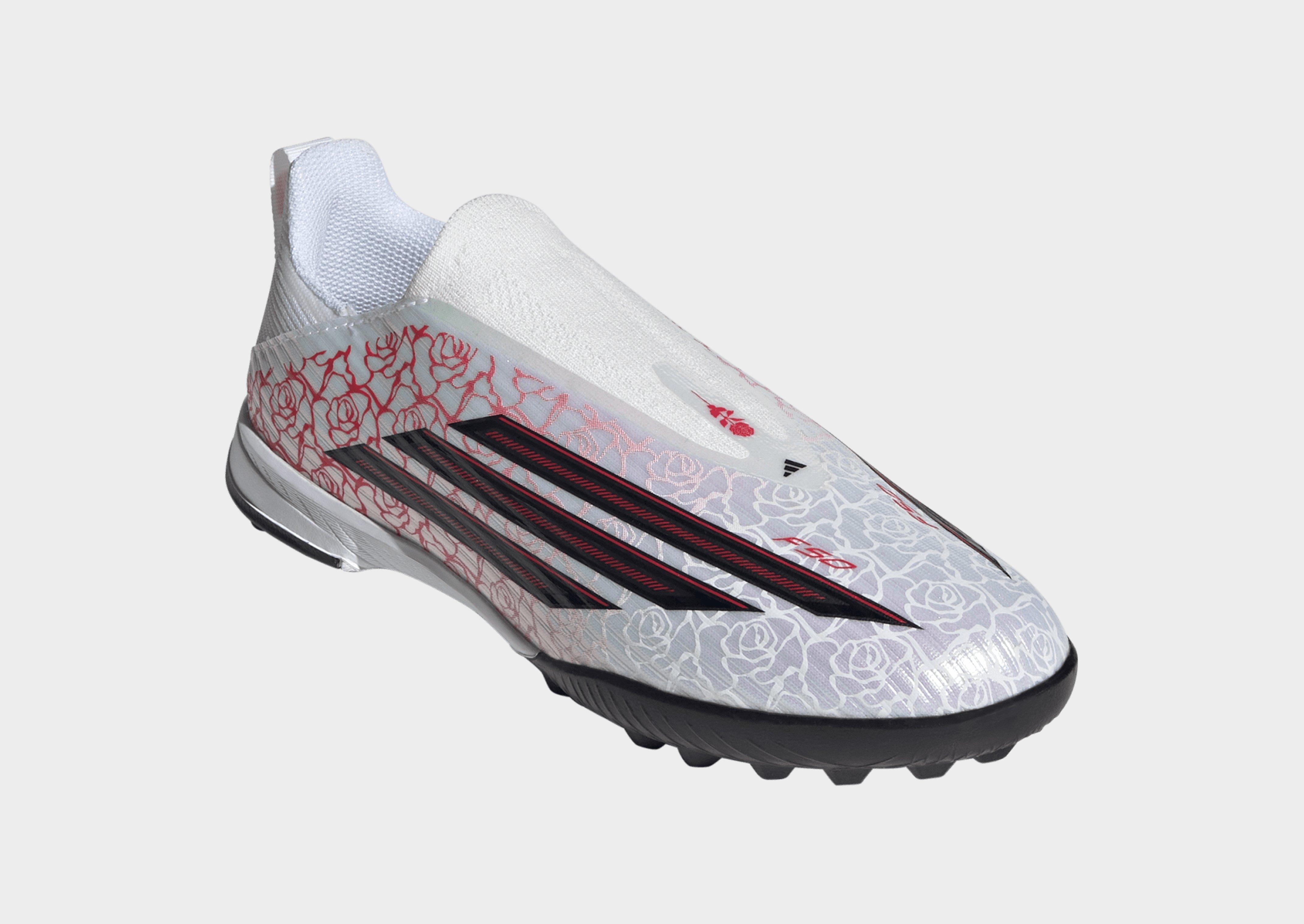 adidas F50 LEAGUE LAMINE YAMAL Kids Fußballschuh, ohne Schnürsenkel, kurzer Kunstrasen, Hart- und Aschenplätze