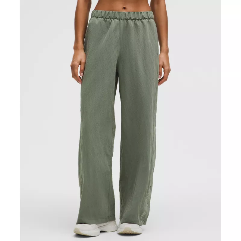 Crinkle Nylon Mid-Rise Track Pant Wordmark